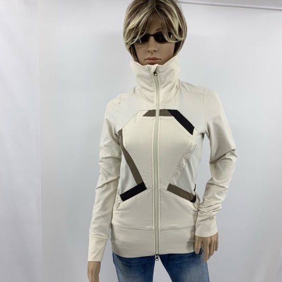 lululemon athletica Tops - Lululemon Cream & Brown Logo Jacket